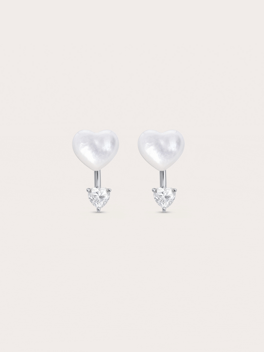 Puffy Heart Ear Jacket Earrings Mother of Pearl Sterling Silver – Mondays Made Demi-Fine Flower & Gemstone Jewelry Singapore