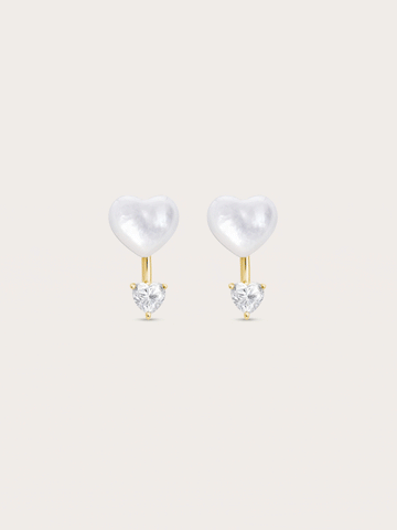 Puffy Heart Ear Jacket Earrings Mother of Pearl 18K Gold – Mondays Made Flower & Birthstone Jewelry Singapore