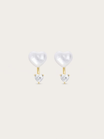 Puffy Heart Ear Jacket Earrings Mother of Pearl 18K Gold – Mondays Made Flower & Birthstone Jewelry Singapore