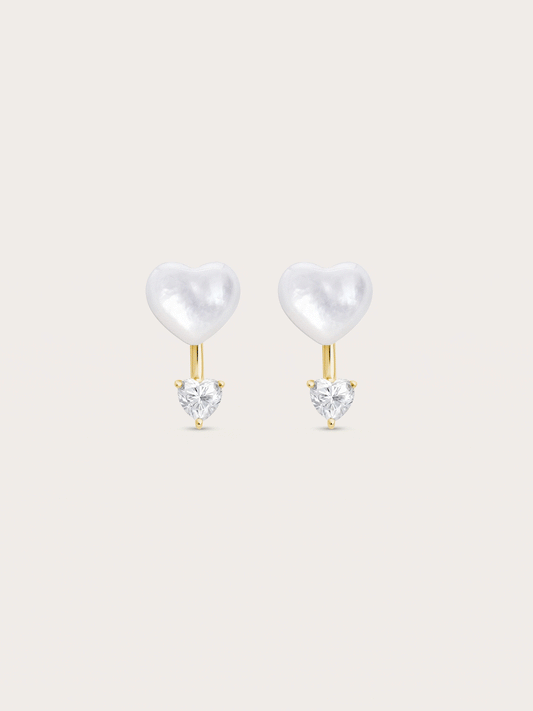Puffy Heart Ear Jacket Earrings – Mother of Pearl