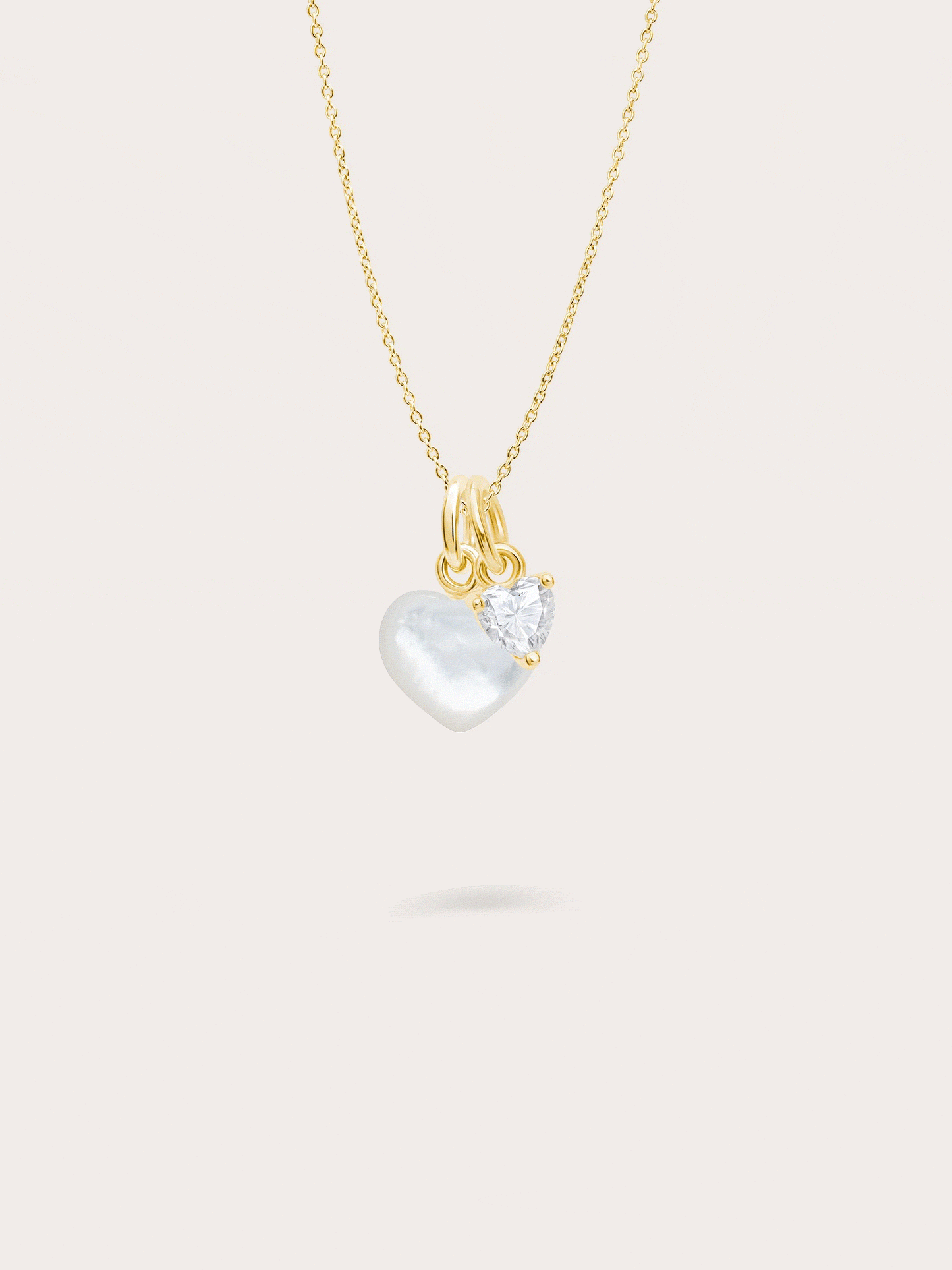Puffy Heart Necklace Set – Mother of Pearl