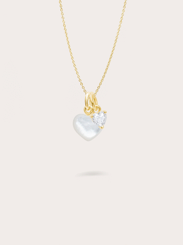 Puffy Heart Necklace Set Mother of Pearl 18K Gold – Mondays Made Flower & Birthstone Jewelry Singapore
