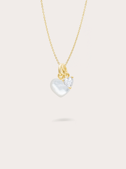 Puffy Heart Necklace Set Mother of Pearl 18K Gold – Mondays Made Flower & Birthstone Jewelry Singapore
