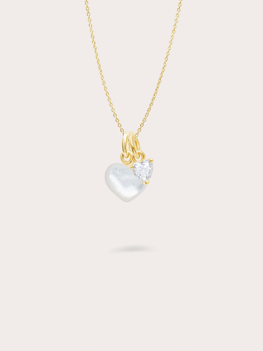 Puffy Heart Necklace Set – Mother of Pearl