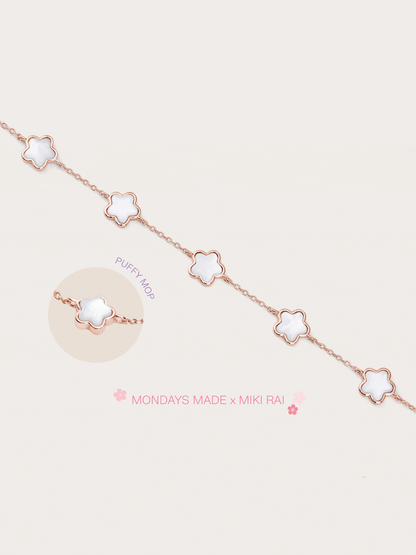 Puffy Sakura Mother Of Pearl Bracelet 18K Rose Gold (6) – Mondays Made Flower & Birthstone Jewelry Singapore