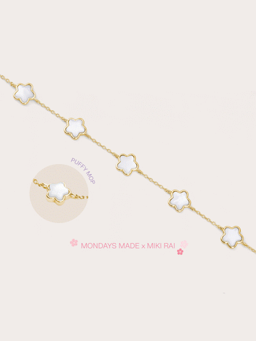 Puffy Sakura Mother Of Pearl Bracelet 18K Gold (3) – Mondays Made Flower & Birthstone Jewelry Singapore