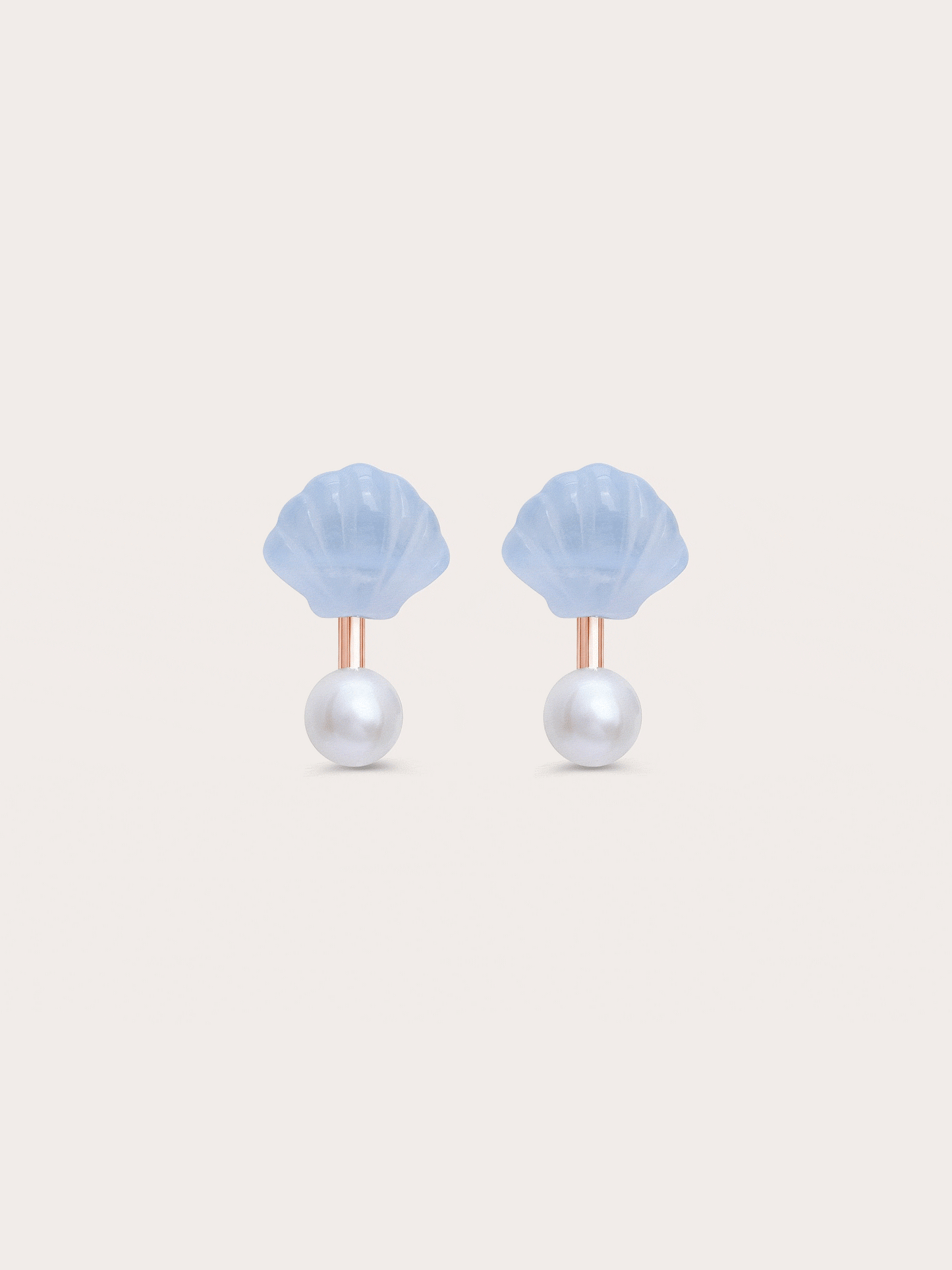 Puffy Seashell Ear Jacket Earrings – Blue Lace Agate