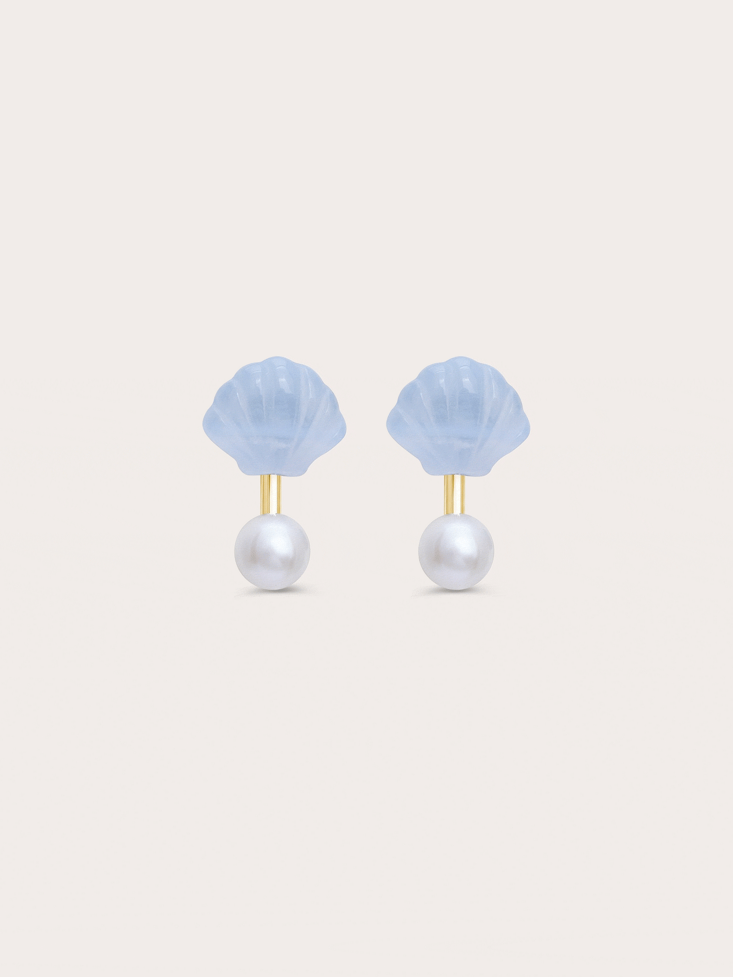 Puffy Seashell Ear Jacket Earrings – Blue Lace Agate