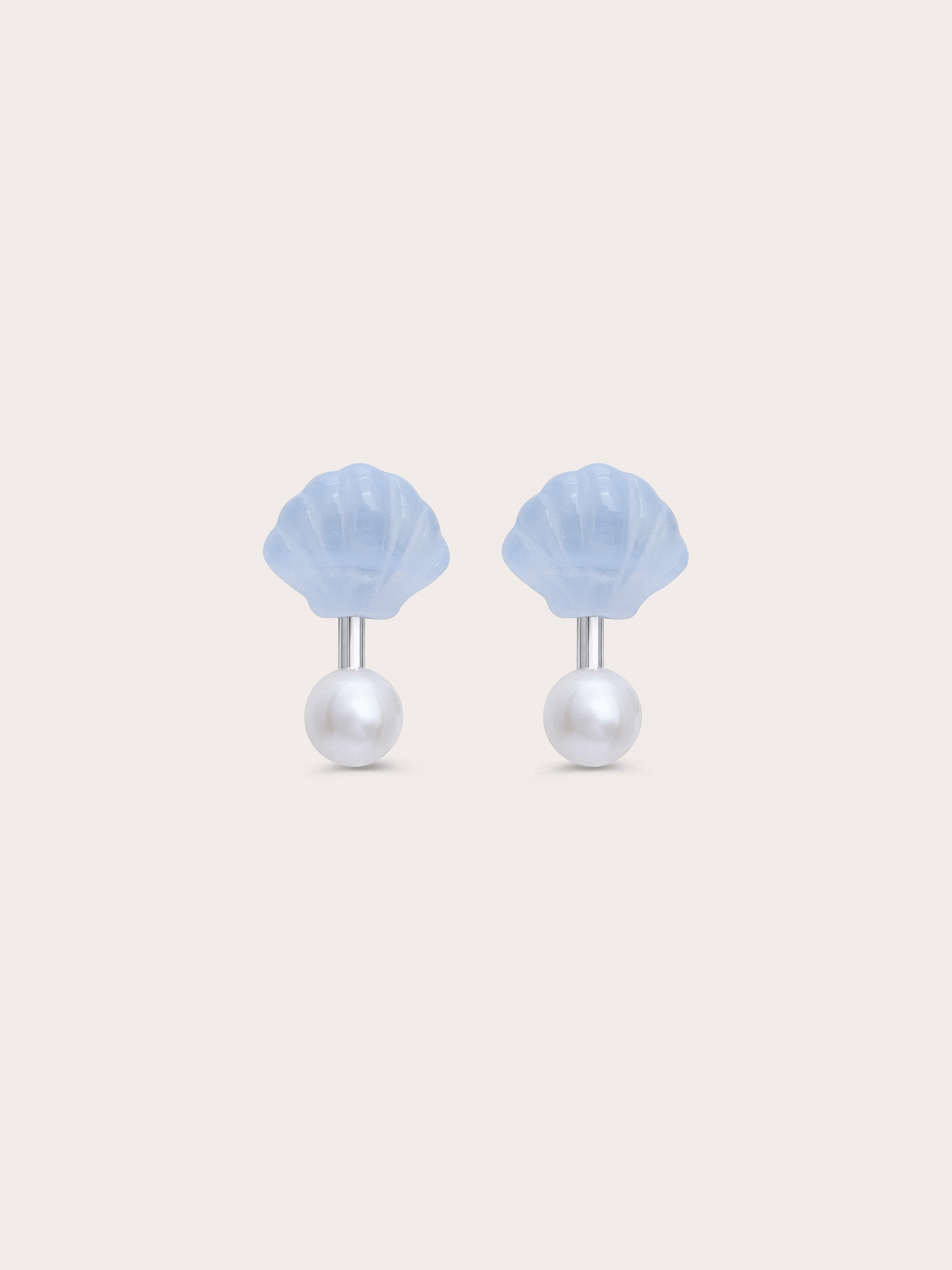 Puffy Seashell Ear Jacket Earrings – Blue Lace Agate