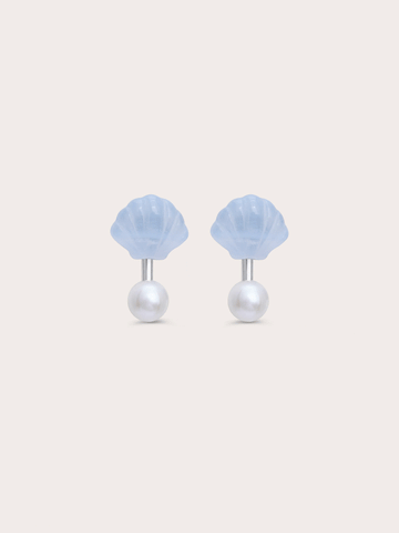 Puffy Seashell Necklace Blue Lace Agate S925 Silver Rhodium (8) – Mondays Made Flower & Birthstone Jewelry Singapore
