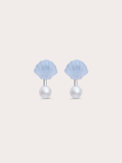 Puffy Seashell Necklace Blue Lace Agate S925 Silver Rhodium (8) – Mondays Made Flower & Birthstone Jewelry Singapore