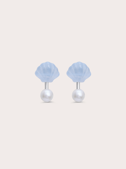 Puffy Seashell Necklace Blue Lace Agate S925 Silver Rhodium (8) – Mondays Made Flower & Birthstone Jewelry Singapore