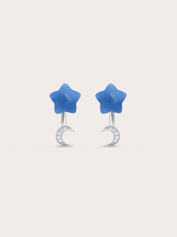 Puffy Star Ear Jacket Earrings Sodalite S925 Silver Rhodium (8) – Mondays Made Flower & Birthstone Jewelry Singapore