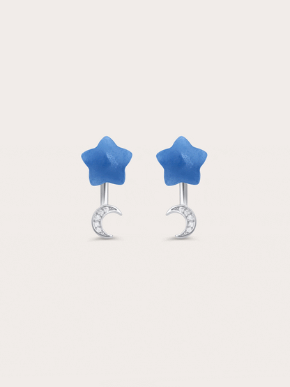 Puffy Star Ear Jacket Earrings Sodalite S925 Silver Rhodium (8) – Mondays Made Flower & Birthstone Jewelry Singapore