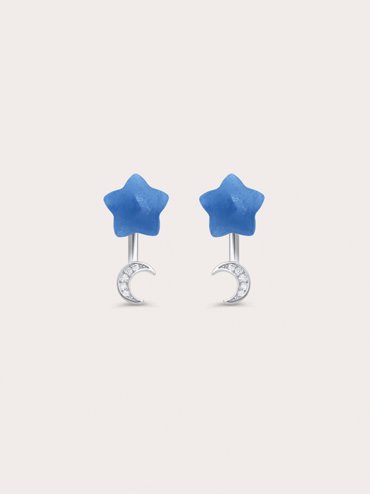 Puffy Star Ear Jacket Earrings Sodalite S925 Silver Rhodium (8) – Mondays Made Flower & Birthstone Jewelry Singapore