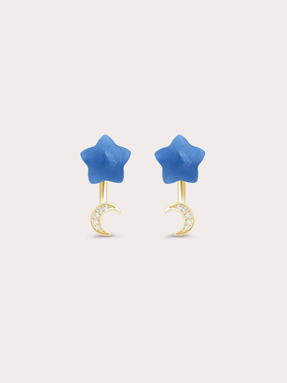 Puffy Star Ear Jacket Earrings Sodalite 18K Gold (8) – Mondays Made Flower & Birthstone Jewelry Singapore