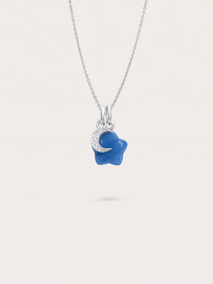 Puffy Star Necklace Set Sodalite S925 Silver Rhodium (10) – Mondays Made Flower & Birthstone Jewelry Singapore