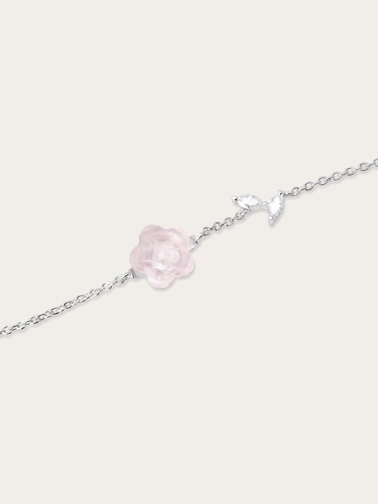 Puffy Flower Bracelet – Rose Quartz