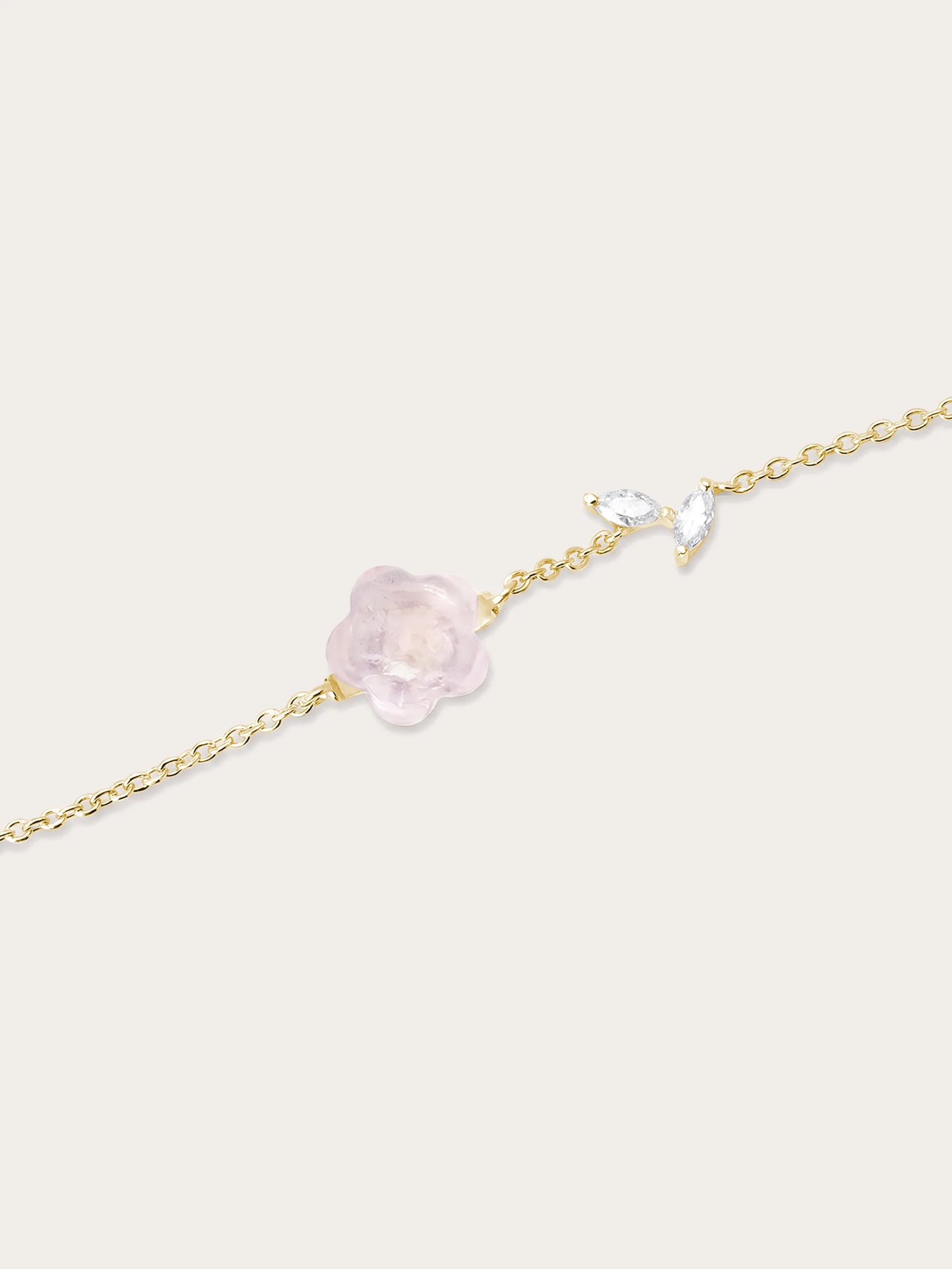 Puffy Flower Bracelet – Rose Quartz