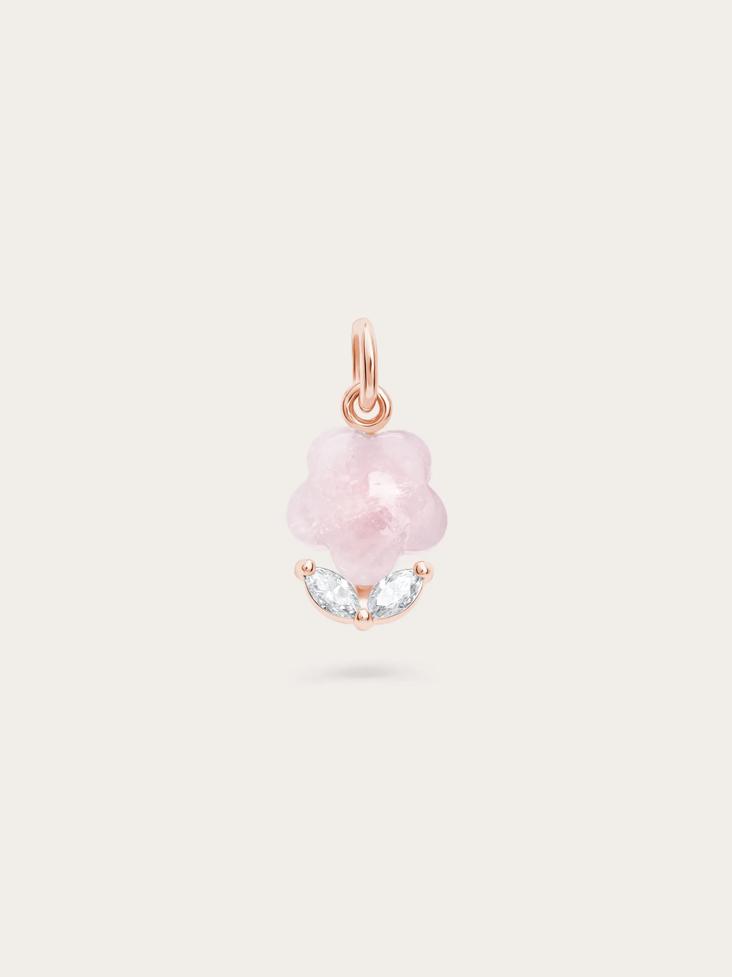 Puffy Flower Charm – Rose Quartz