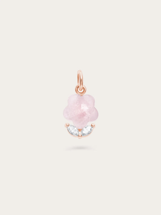 Puffy Flower Charm Rose Quartz Rose Gold – Mondays Made Demi-Fine Flower & Gemstone Jewelry Singapore