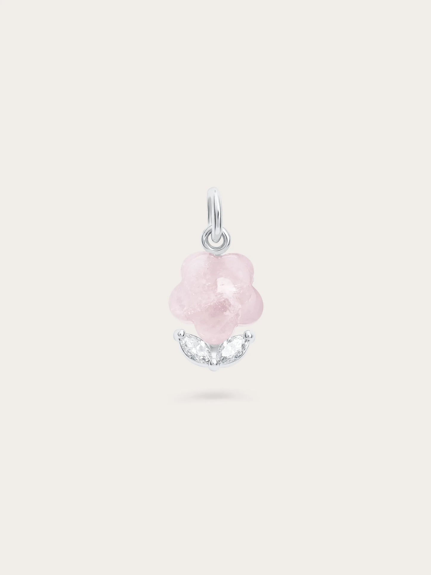 Puffy Flower Charm – Rose Quartz