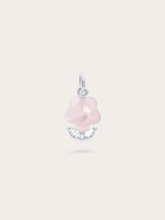 Puffy Flower Charm Rose Quartz Sterling Silver – Mondays Made Demi-Fine Flower & Gemstone Jewelry Singapore