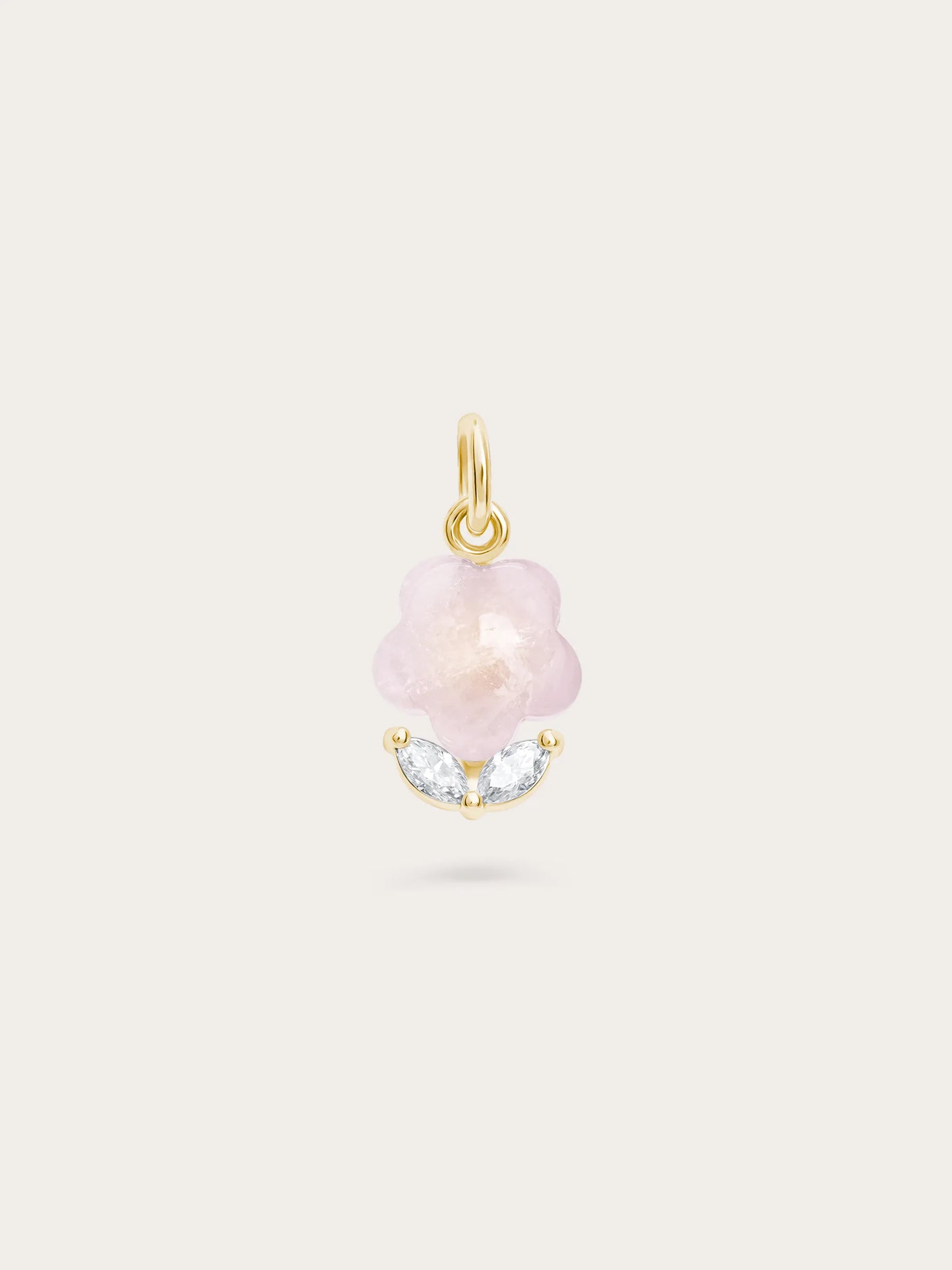 Puffy Flower Charm – Rose Quartz