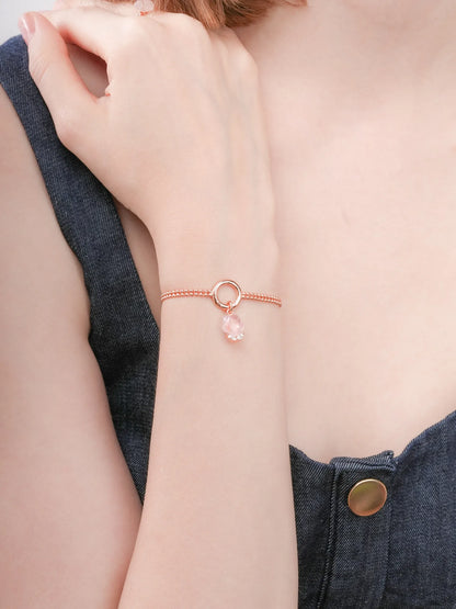 Puffy Flower Charm Rose Quartz 18K Rose Gold (4) – Mondays Made Flower & Birthstone Jewelry Singapore
