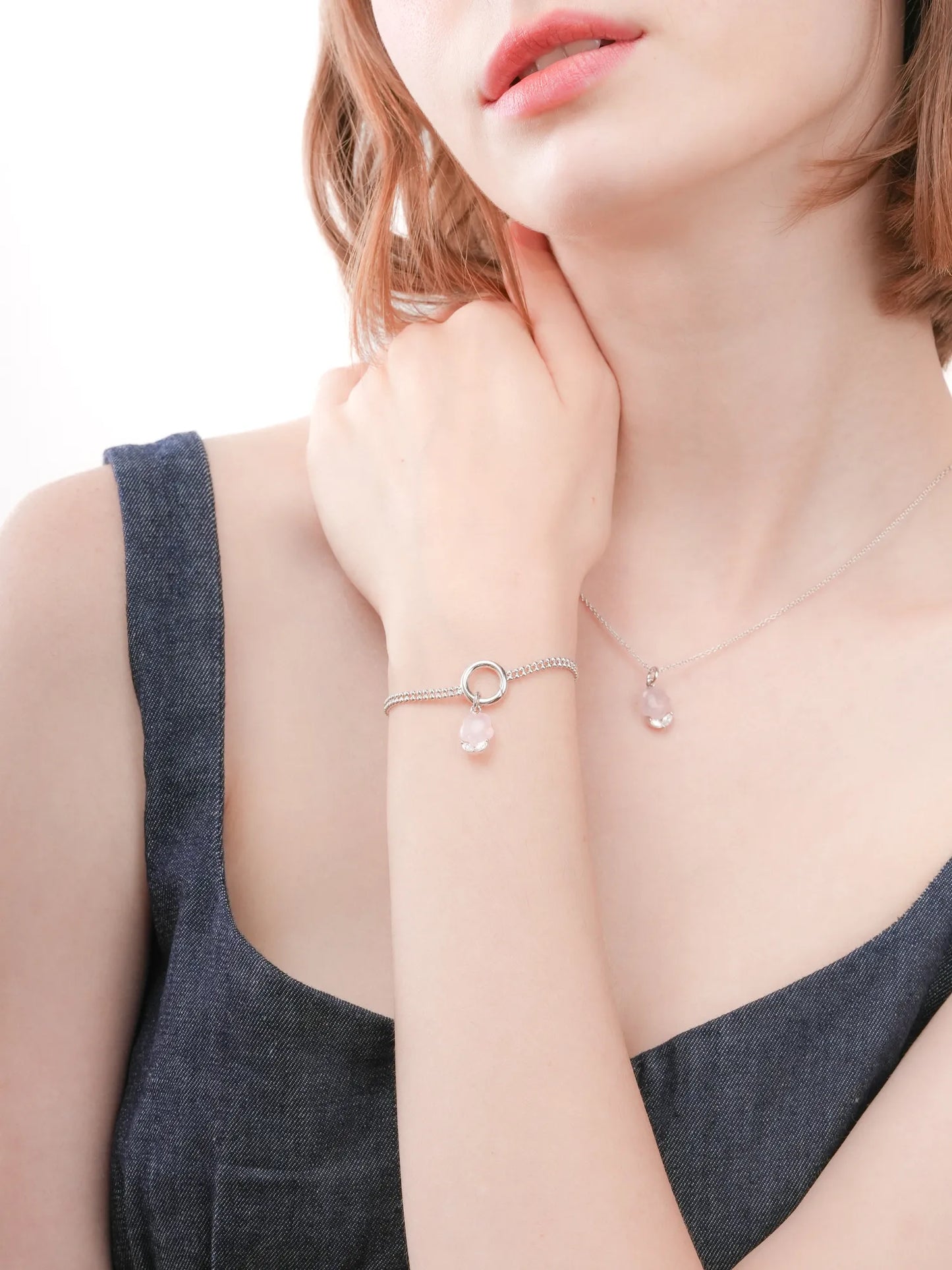 Puffy Flower Charm – Rose Quartz