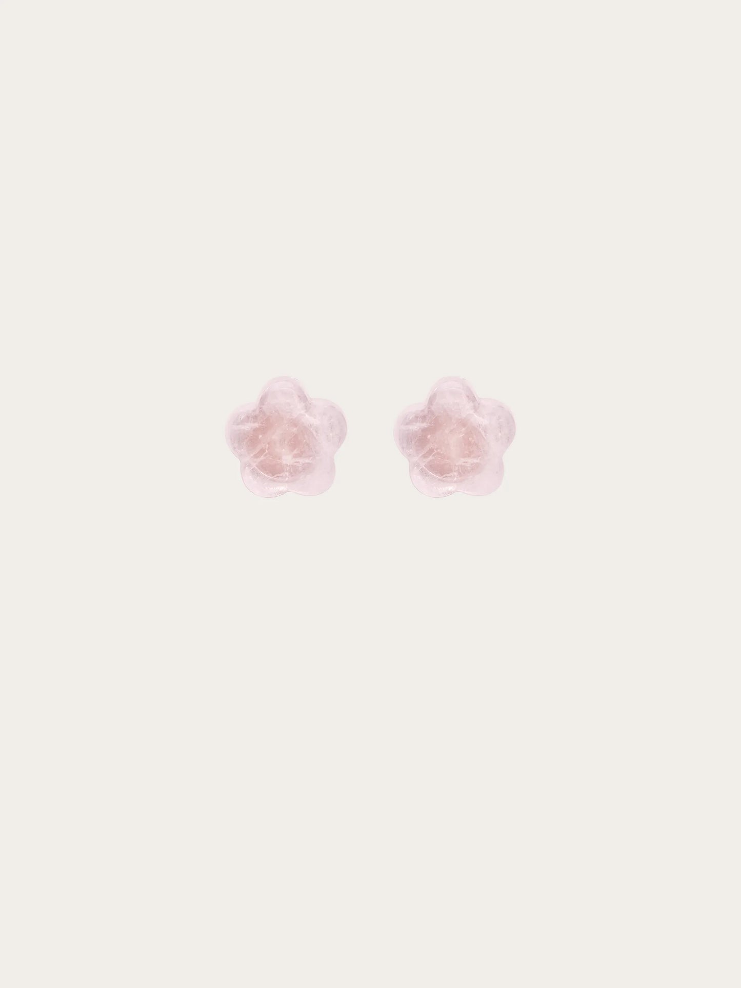 Puffy Flower Ear Jacket Earrings – Rose Quartz