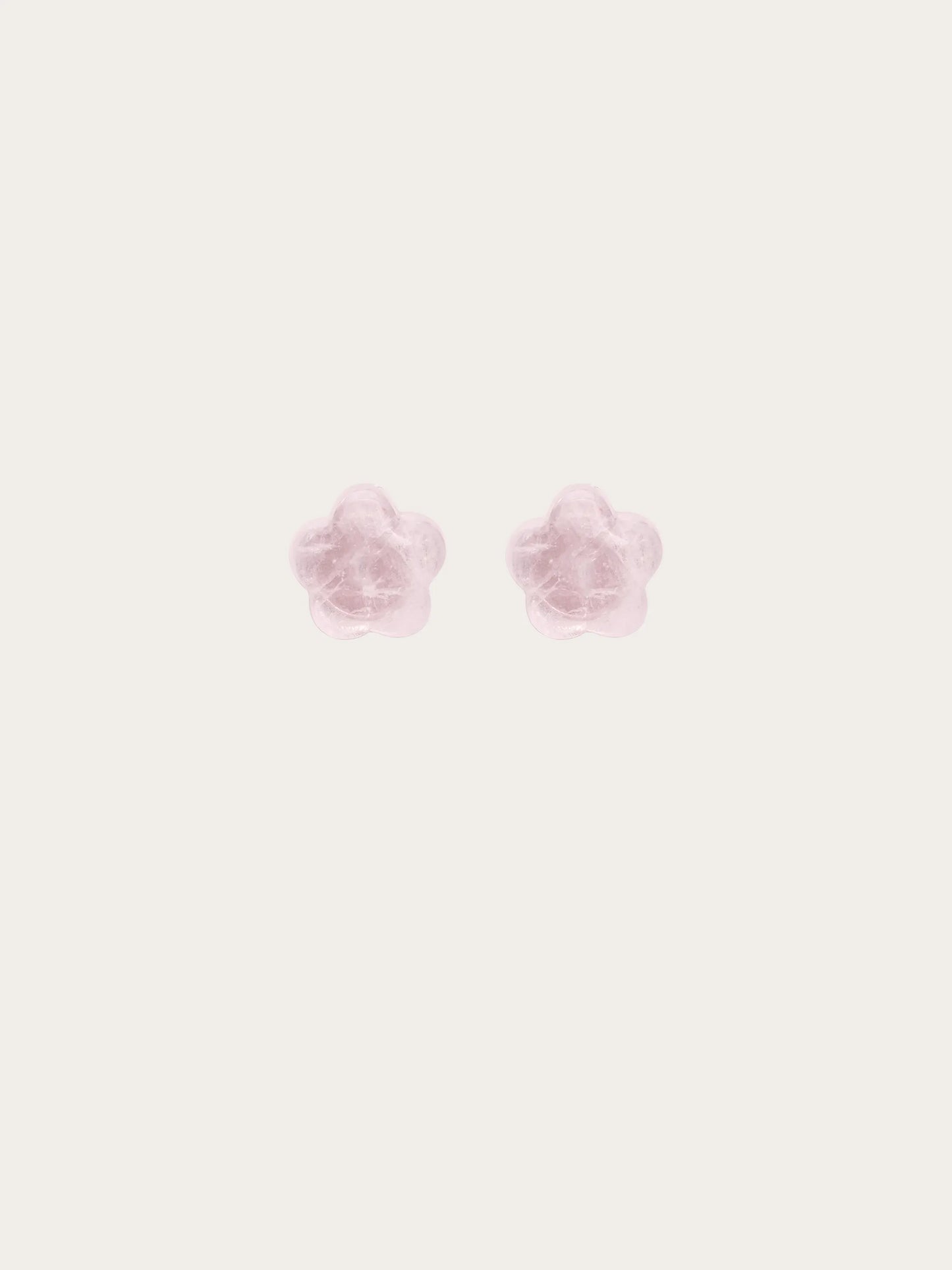 Puffy Flower Ear Jacket Earrings – Rose Quartz
