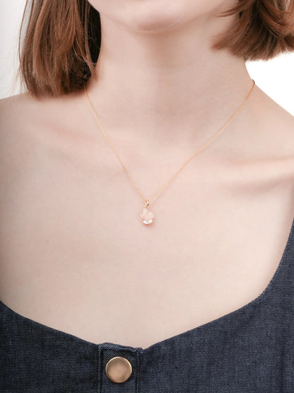 Puffy Flower Necklace Rose Quartz 18K Gold (5) – Mondays Made Flower & Birthstone Jewelry Singapore