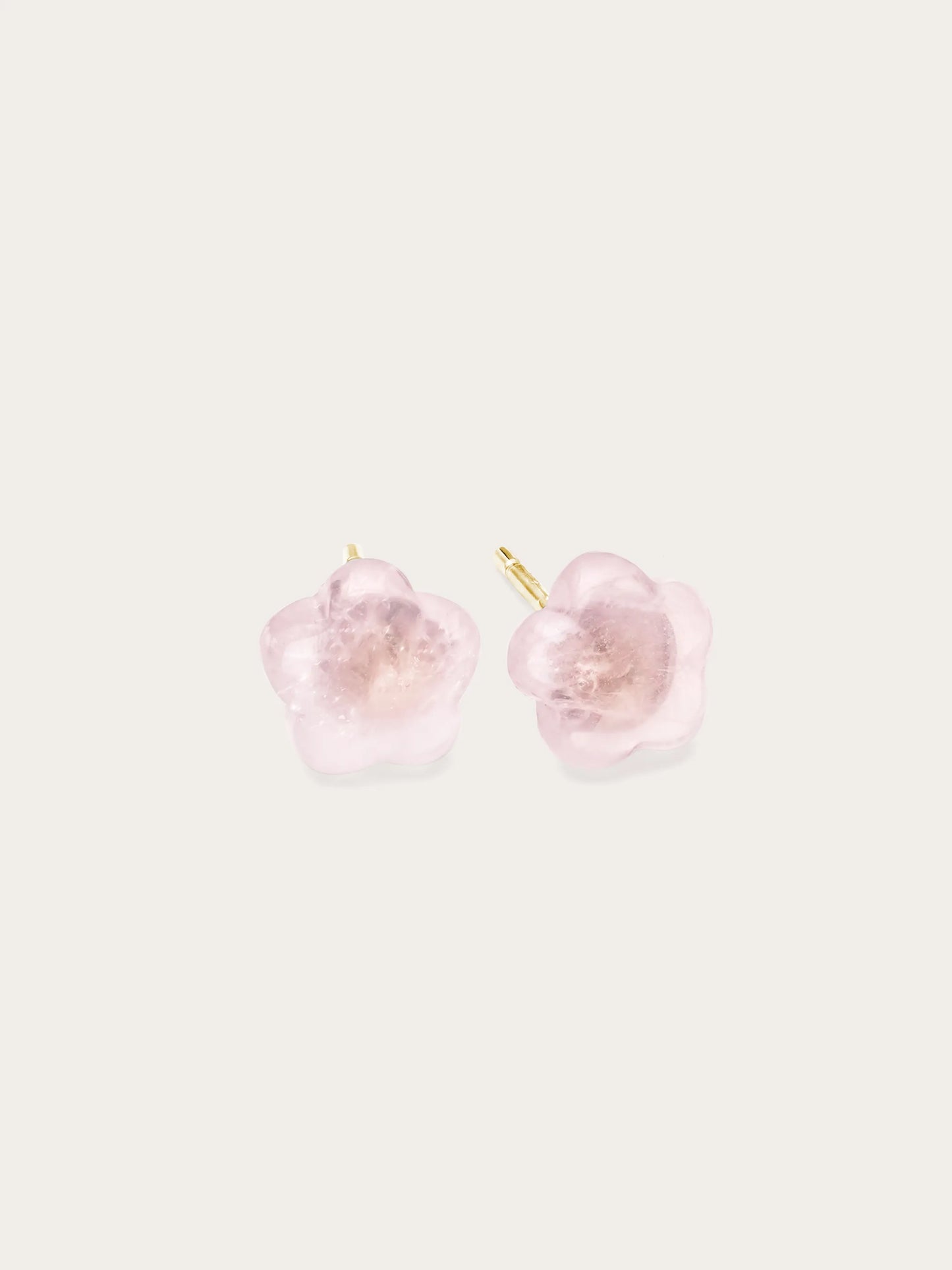 Puffy Flower Stud Earrings – Rose Quartz