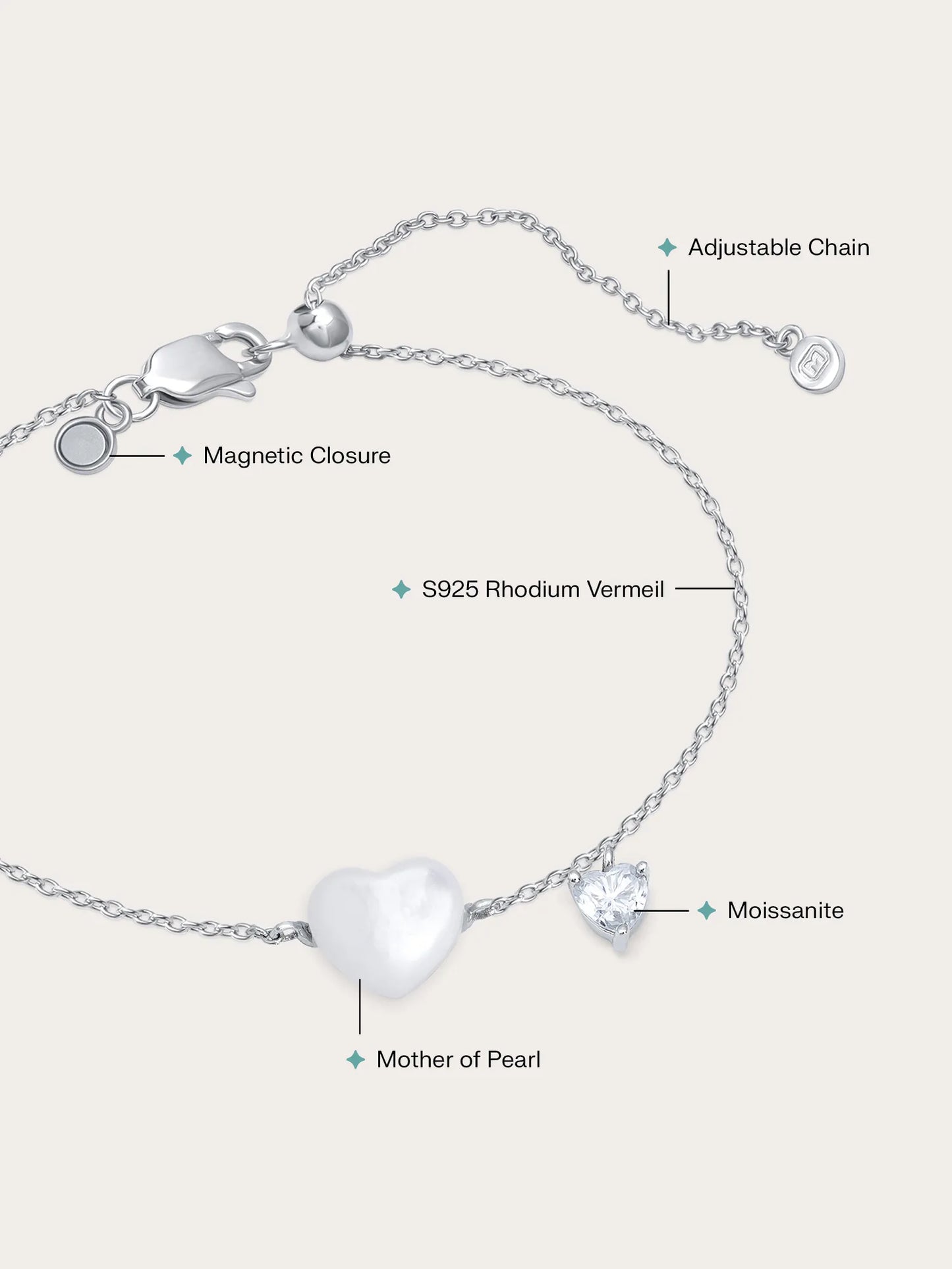 Puffy Heart Bracelet – Mother of Pearl