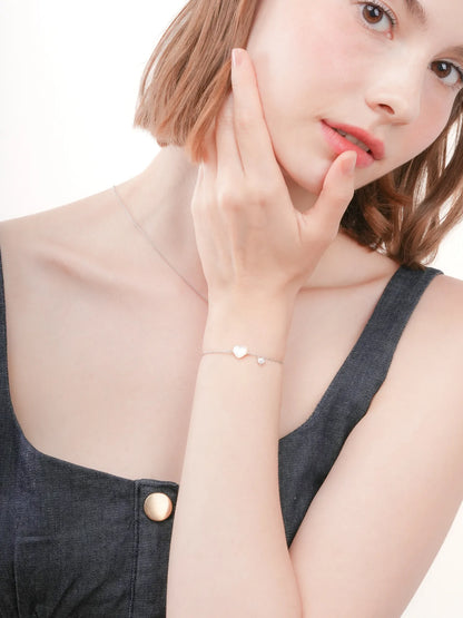 Puffy Heart Bracelet Motherof Pearl S925 Silver Rhodium (5) – Mondays Made Flower & Birthstone Jewelry Singapore