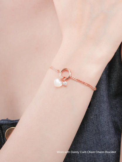 Puffy Heart Charm Set Motherof Pearl 18K Rose Gold Worn With – Mondays Made Flower & Birthstone Jewelry Singapore