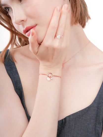 Puffy Heart Charm Set Motherof Pearl 18K Rose Gold (2) – Mondays Made Flower & Birthstone Jewelry Singapore