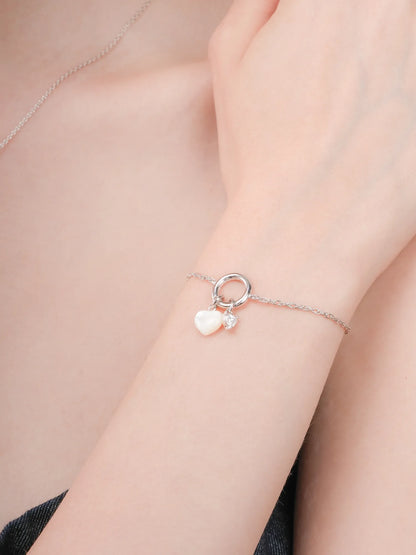 Puffy Heart Charm Set Motherof Pearl S925 Silver Rhodium (2) – Mondays Made Flower & Birthstone Jewelry Singapore