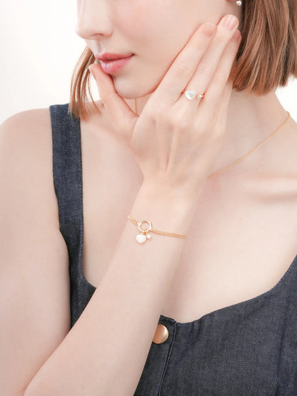 Puffy Heart Charm Set Motherof Pearl 18K Gold (2) – Mondays Made Flower & Birthstone Jewelry Singapore