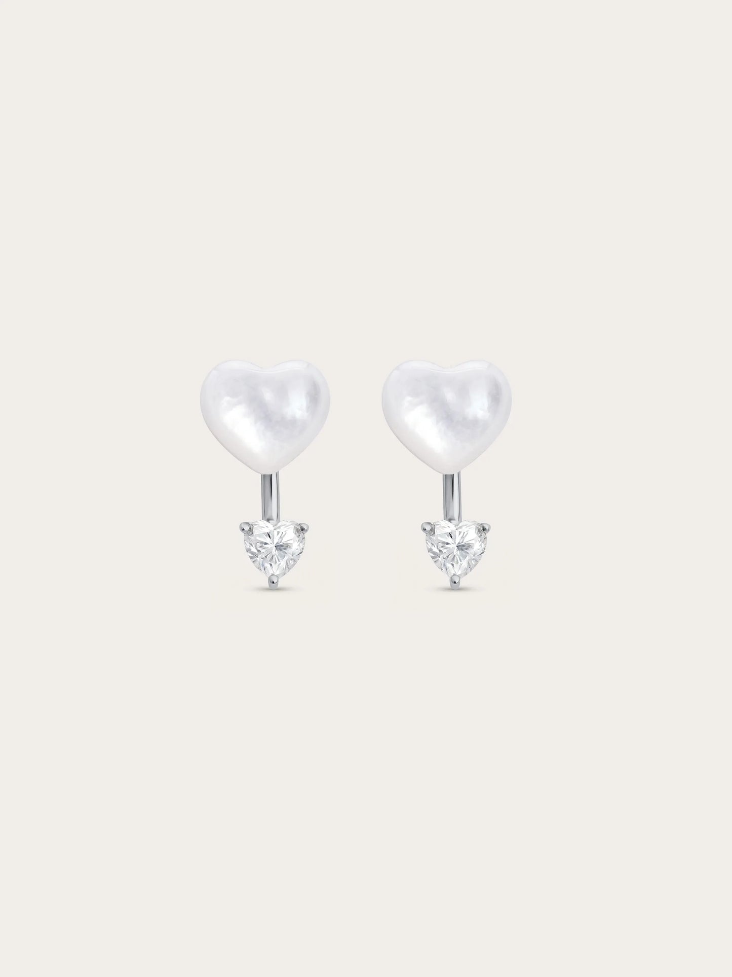 Puffy Heart Ear Jacket Earrings – Mother of Pearl