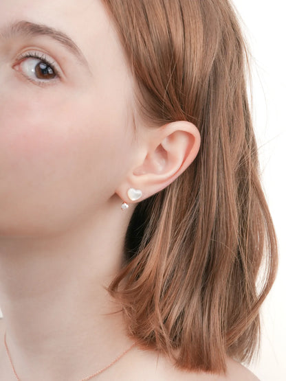 Puffy Heart Ear Jacket Earrings Motherof Pearl 18K Rose Gold (1) – Mondays Made Flower & Birthstone Jewelry Singapore