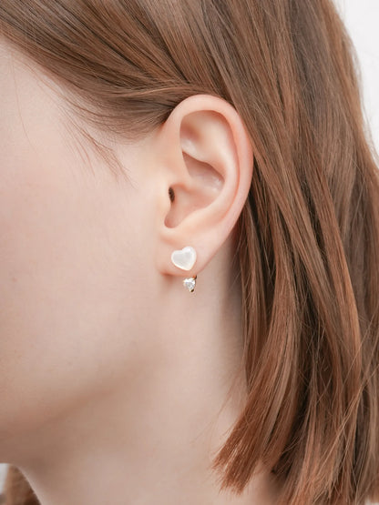 Puffy Heart Ear Jacket Earrings Motherof Pearl 18K Gold (1) – Mondays Made Flower & Birthstone Jewelry Singapore