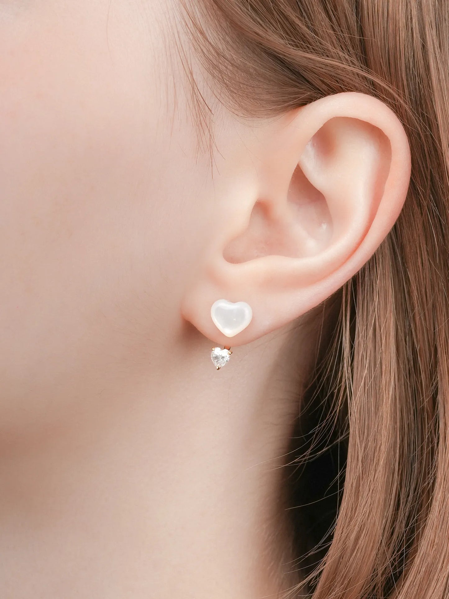Puffy Heart Ear Jacket Earrings – Mother of Pearl