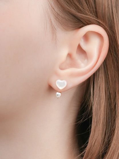 Puffy Heart Ear Jacket Earrings Motherof Pearl 18K Gold (2) – Mondays Made Flower & Birthstone Jewelry Singapore