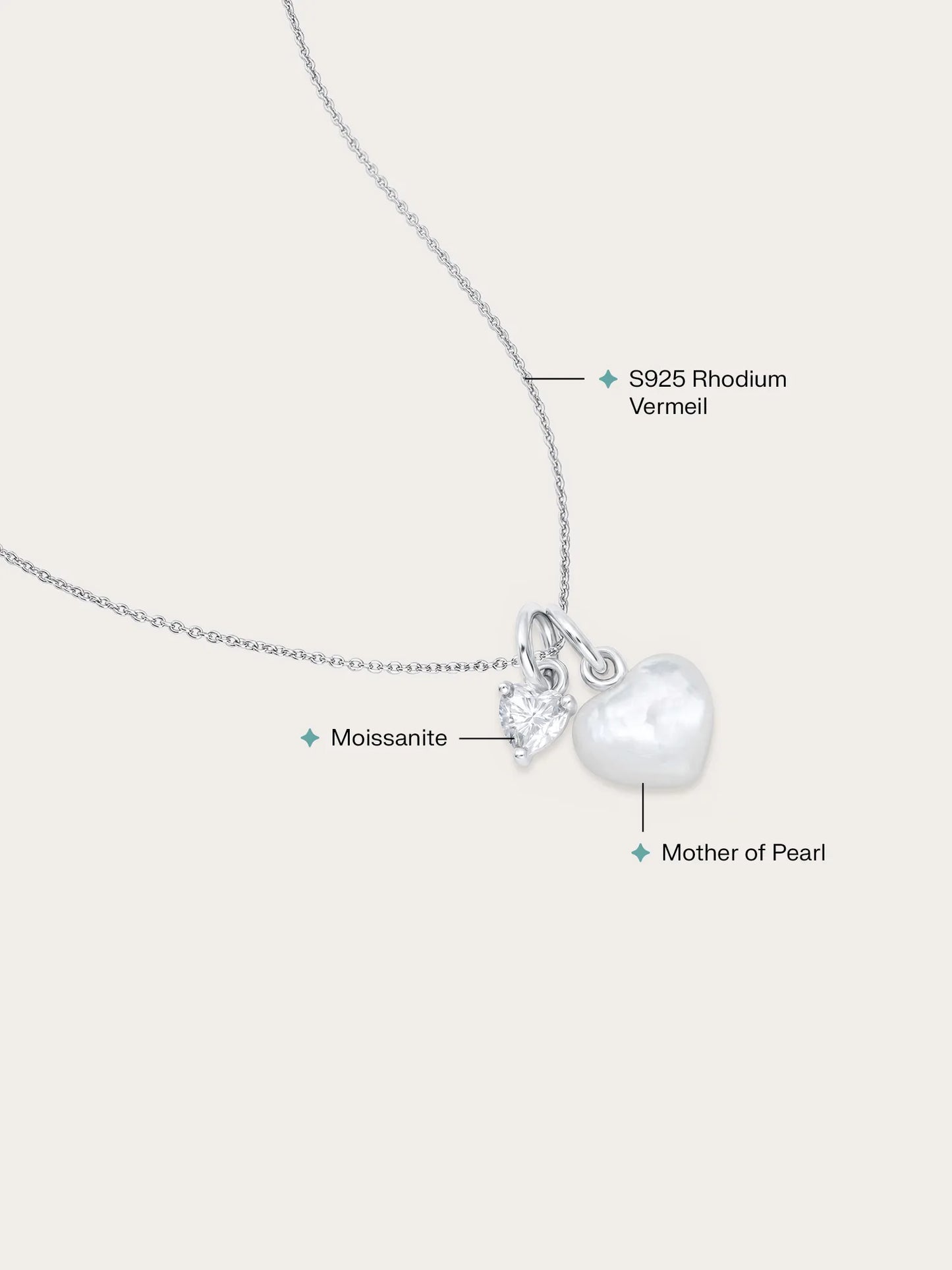Puffy Heart Necklace Set – Mother of Pearl