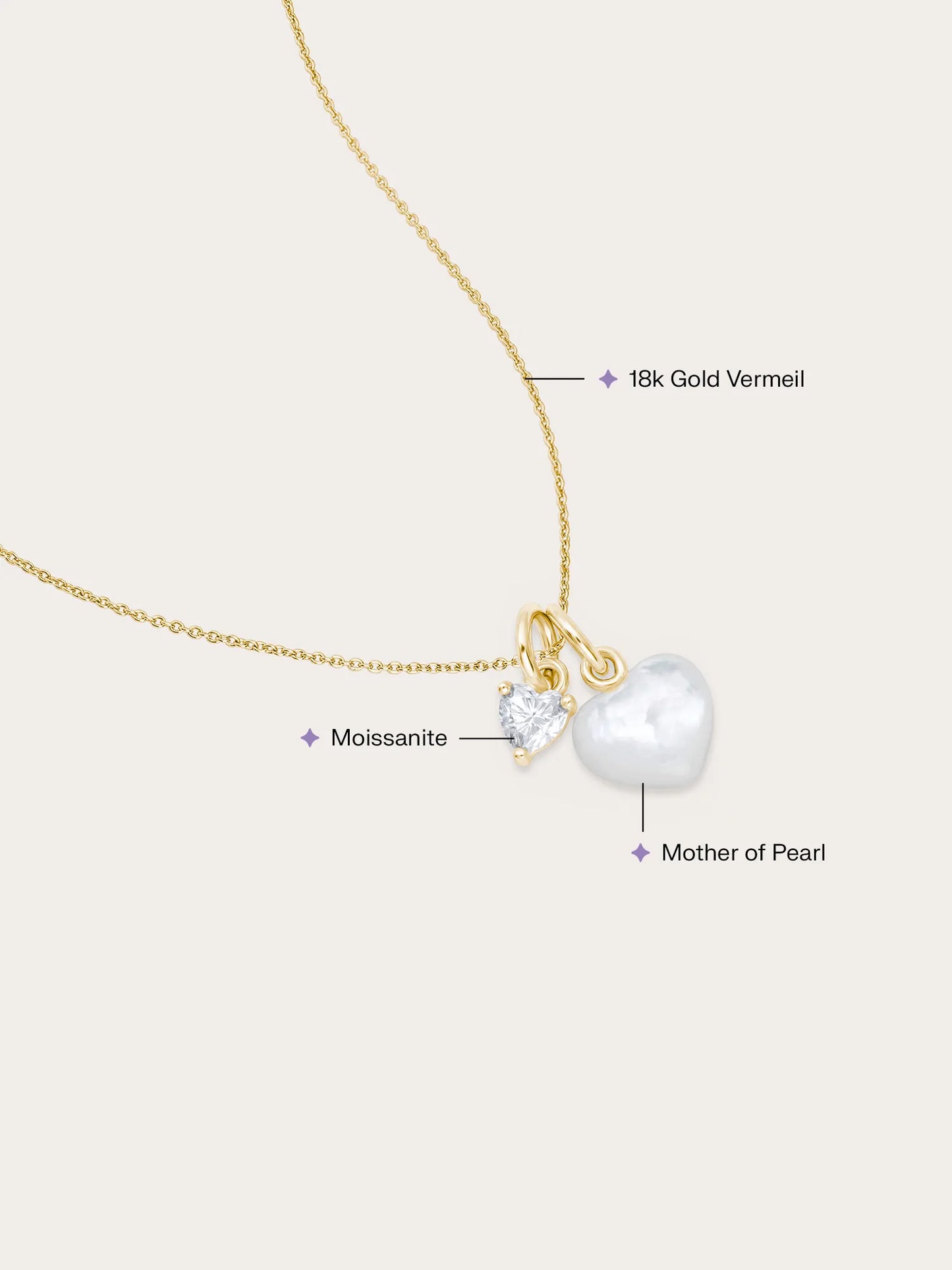 Puffy Heart Necklace Set – Mother of Pearl