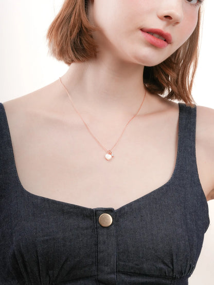 Puffy Heart Necklace Set Motherof Pearl 18K Rose Gold (1) – Mondays Made Flower & Birthstone Jewelry Singapore