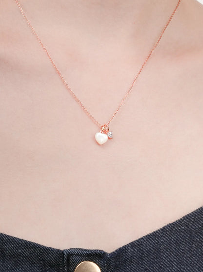 Puffy Heart Necklace Set Motherof Pearl 18K Rose Gold (2) – Mondays Made Flower & Birthstone Jewelry Singapore