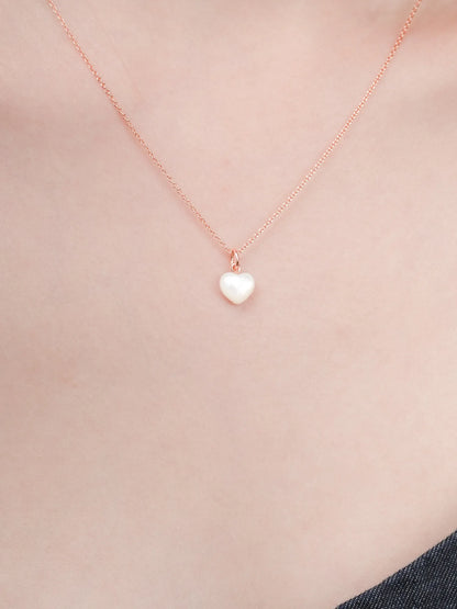Puffy Heart Necklace Set Motherof Pearl 18K Rose Gold (3) – Mondays Made Flower & Birthstone Jewelry Singapore